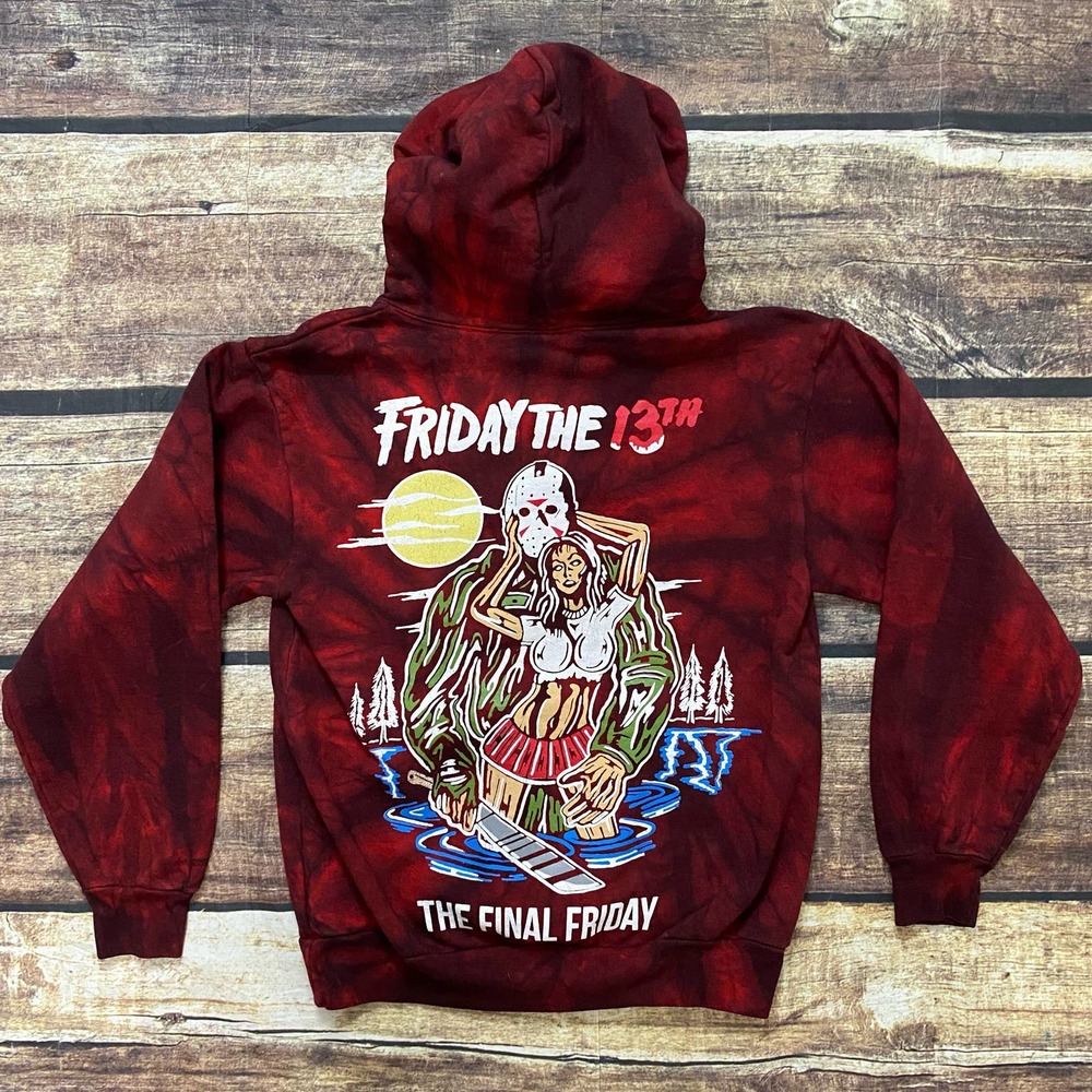 ❌SOLD❌ Warren Lotas Friday The 13th Hoodie Sweatshirt Small Red Tie Dye Horror